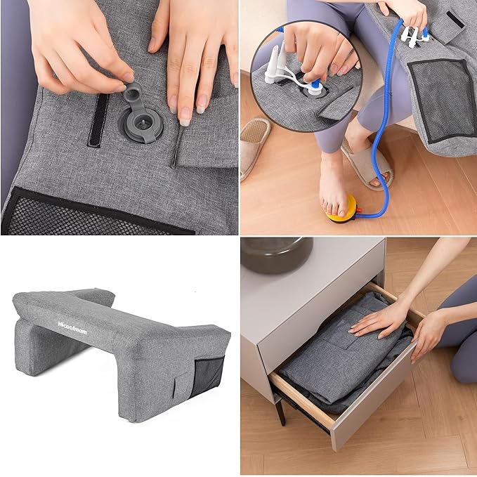 Reading Pillow for Gaming,Inflatable Bed Rest Pillow for Reading,lap desk Extra Large Arm Rest Pillow for bed,Floor,Working,Gaming,for Play Steam Deck Switch and PS5 while Sitting in Bed table pillow