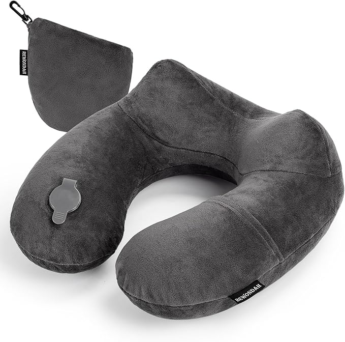 Rewondah Inflatable Travel Pillow for Sleeping Airplane - Inflatable Neck Pillow for Traveling on Plane with Washable Cover, Blow up Neck Travel Pillow for Airplanes, Cars - Portable and Comfortable