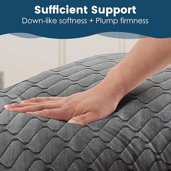 Memory Foam Pillows Queen Size set of 2,Adjustable Cooling Pillow for Side Back Stomach Sleepers with Washable Removable Cover