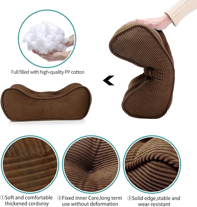 Lumbar Support Pillow for Office Chairs, Back Support Pillow for Lower Back Pain Relief, Soft & Good Support Corduroy Desk Lumbar Cushion, 17.5"x10"x5.5", Medium (Brown)