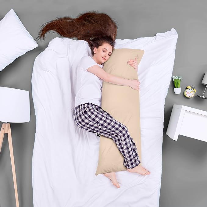 Utopia Bedding Full Body Pillow for Adults (Beige, 20 x 54 Inch), Long Pillow for Sleeping, Large Pillow Insert for Side Sleepers