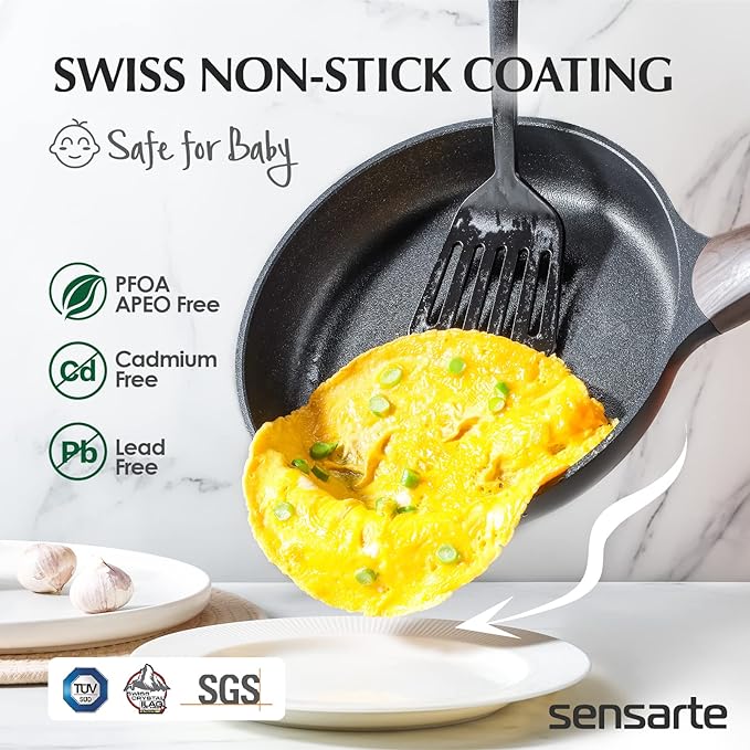 SENSARTE 4Pcs Nonstick Cookware Sets, Pots and Pans Set, 1.5QT Sauce Pan with Lid & 4.5 QT Stock Pot, Non Toxic, PFOA&PFOS Free