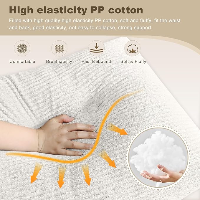 Headboard Pillow - Queen-Sized Headboard Wedge Pillow for Daybeds and Bunk Beds - Durable, Comfortable, with Removable Velvet Cover (White, 71x20x8Inches)