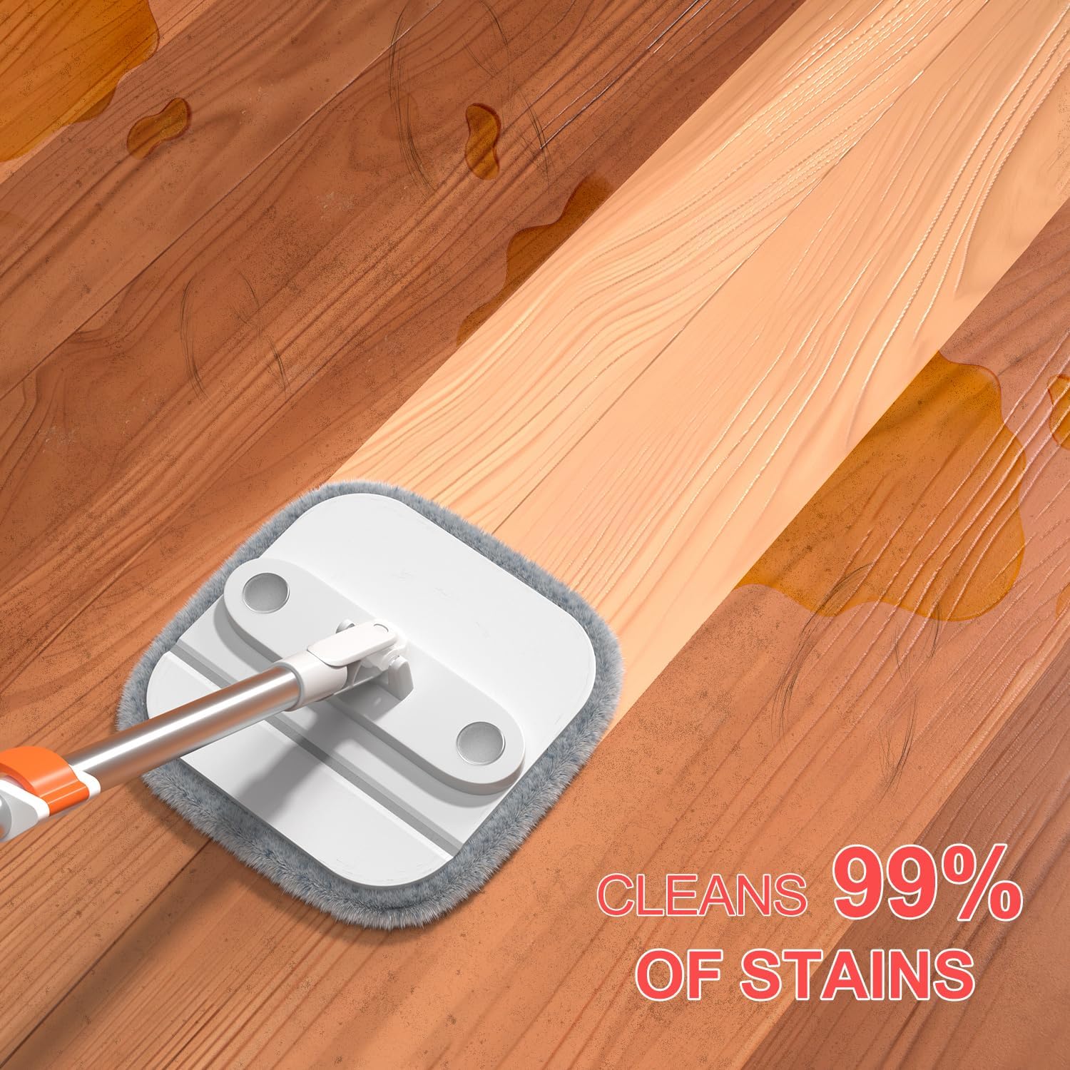 Mop and Bucket Set, Spin Mop with Self Seperates Dirty Water System, Square Mops for Floor Cleaning, 360 Rotating Foldable Standing Mop Head, Versatile Mops for Walls (Mop Bucket with 2 Pads)