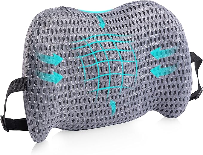 Lumbar Support Pillow for Office Chair, Car Lumbar Pillow Lower Back Pain Relief, Memory Foam Back Cushion with 4D Mesh Cover and Adjustable Straps, Ergonomic Chair Back Pillow for Car,Bed, Gaming