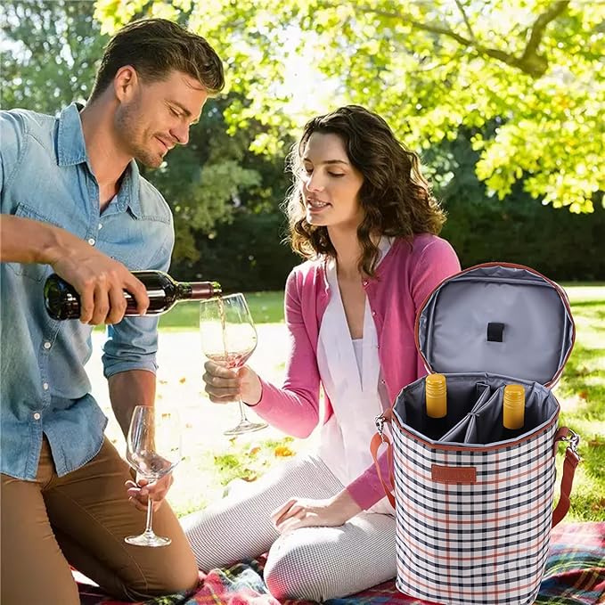 4 Bottle Wine Gift Carrier, Insulated Leakproof Padded Portable Wine Bottle Bag for Travel, BYOB Restaurant, Wine Tasting, Party, Great Gift for Wine Lover