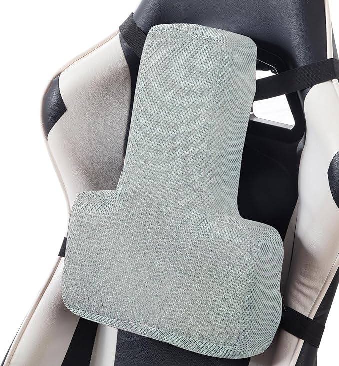 HOMBYS Lumbar Support Pillow for Office Chair-Seat Cushion for Back Support, Improved Sitting Posture and Upper/Lower Back Pain Relief for Desk Chairs, Car Seats and Airplanes (Light Grey, 17"x13"x3")