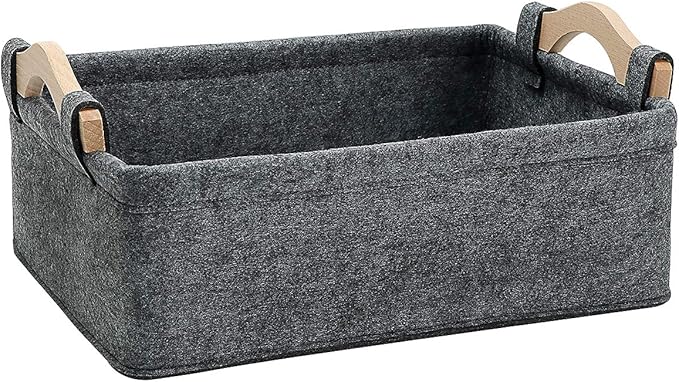 Small Baskets Small Storage Baskets Bin Narrow Storage Basket for Towels Dog Cat Toys Clothes Blankets Office Supplies Dippers Baby Toys Storage Basket Light Gray