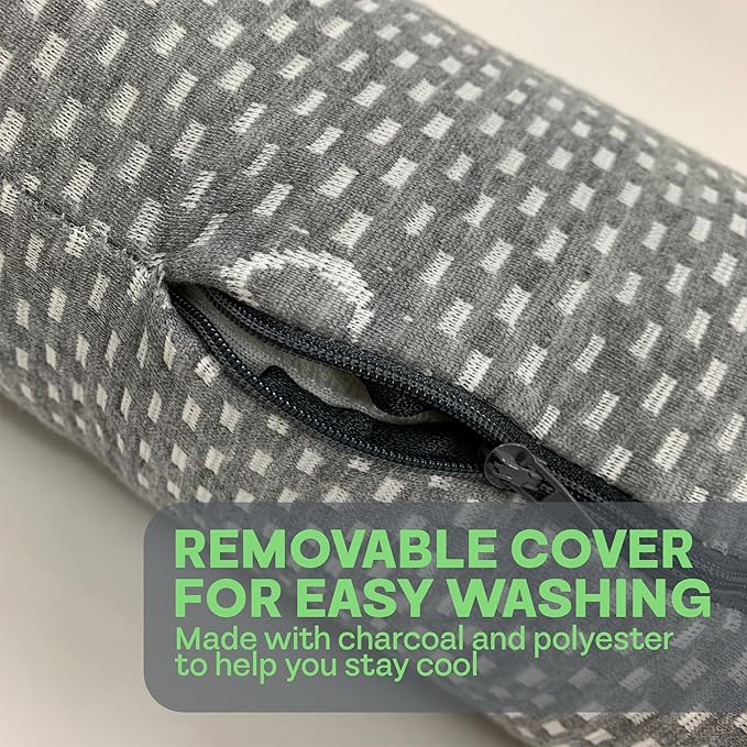 Sacred Thread 54”x8” Cylinder Body Pillow, Grey Cooling Hug Pillow for Adults, Memory Foam Cuddle Pillow, Soft and Supportive Long Body Pillow for Side Sleepers and Pressure Relief