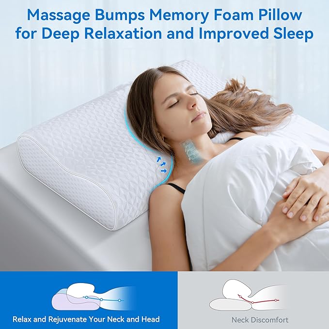 Sandwich Cervical Neck Pillow Queen Size, Dynamic Memory Foam Pillow for Sleeping, Adjustable Contour Ergonomic Orthopedic Cooling Pillow for Side, Back & Stomach Sleepers CertiPUR-US