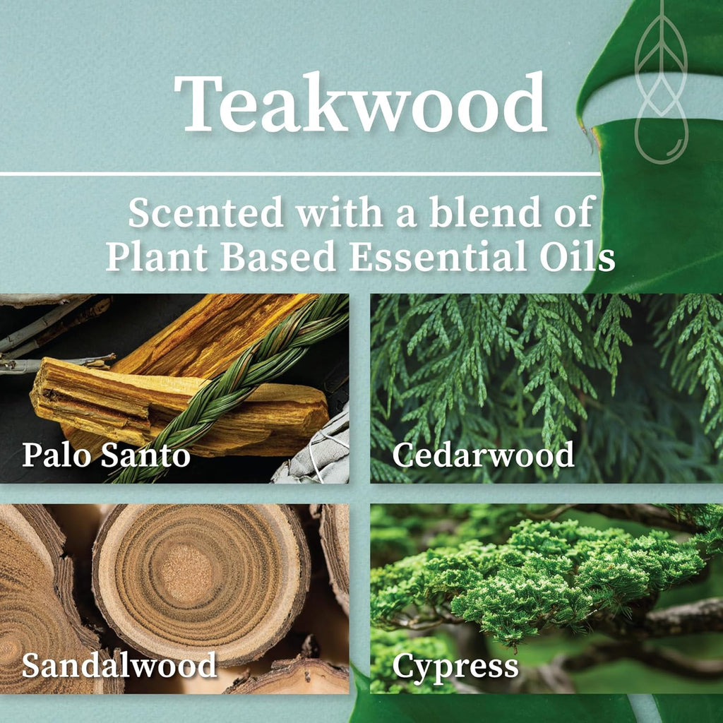 Hemlock Park Wood Wick Candle Handcrafted with Natural Coconut Wax and Essential Oils (Amber & Gold 7.2 oz, Teakwood)