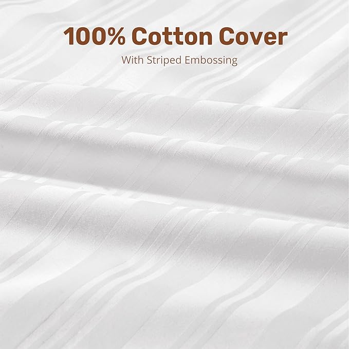 UNIKOME Goose Feathers and Down Pillows with 2 Gusseted Outer Protectors, White Cotton Fabric Bed Pillows for Back Stomach Side Sleepers, Standard/Queen, 20 x 28 inches, Pack of 2