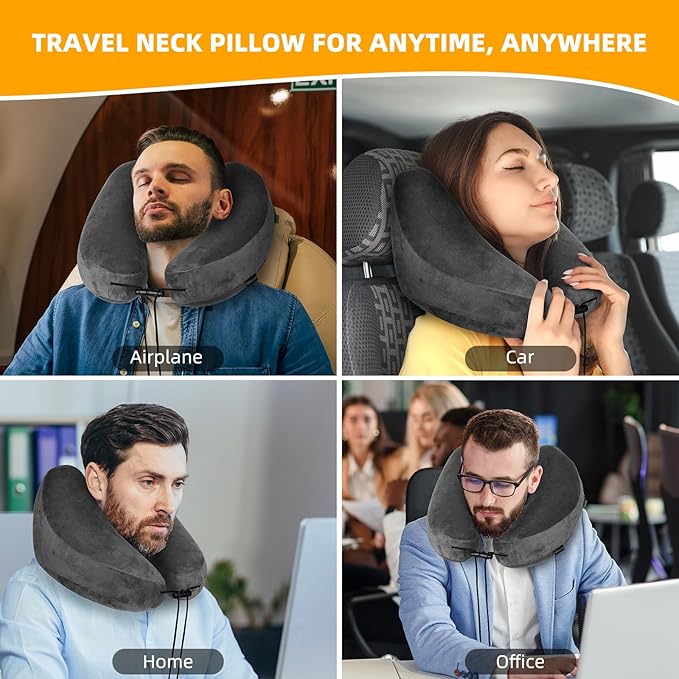 Rewondah Inflatable Travel Pillow for Sleeping Airplane - Inflatable Neck Pillow for Traveling on Plane with Washable Cover, Blow up Neck Travel Pillow for Airplanes, Cars - Portable and Comfortable