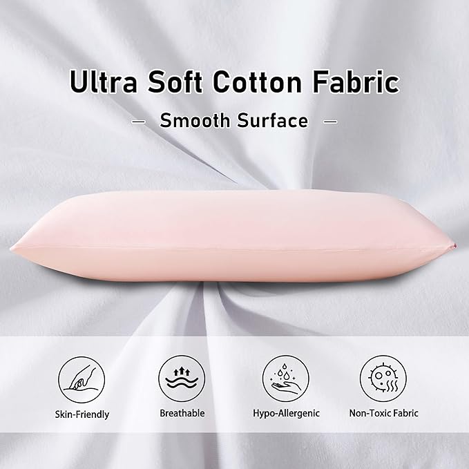 WhatsBedding Memory Foam Body Pillow for Adults, Long Body Pillow for Sleeping, Full Body Pillow for Bed (Removable Cotton Jersey Knitted Cover) - Pink