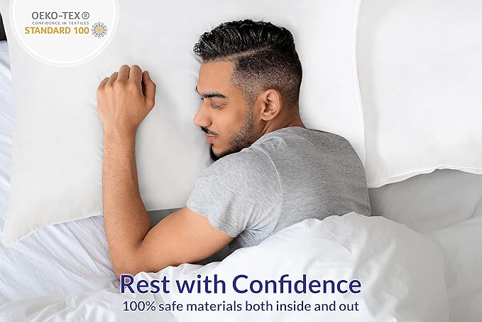 ROYALE LINENS Pillows Standard Size Set of 2 - Bed Pillows for Sleeping - Sleeping Pillow for Back, Stomach & Side Sleepers - Down Alternative Standard Pillow - Hotel Quality (20x26 Inches,Pack of 2)