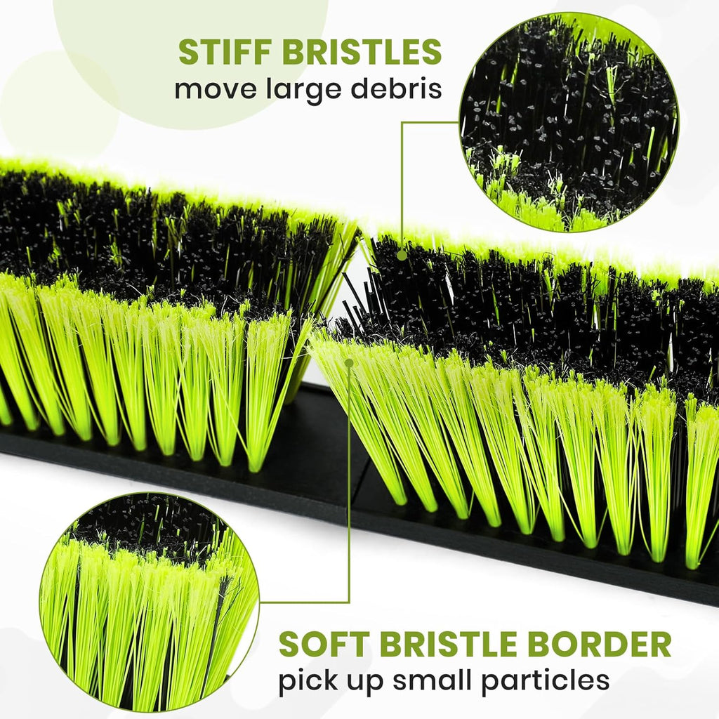 24-Inch Push Broom Outdoor with Stiff Bristle, Heavy Duty Broom Brush with 63” Long Handle for Deck Patio Driveway Garage Warehouse Shop Floor Sweeping & Scrubbing