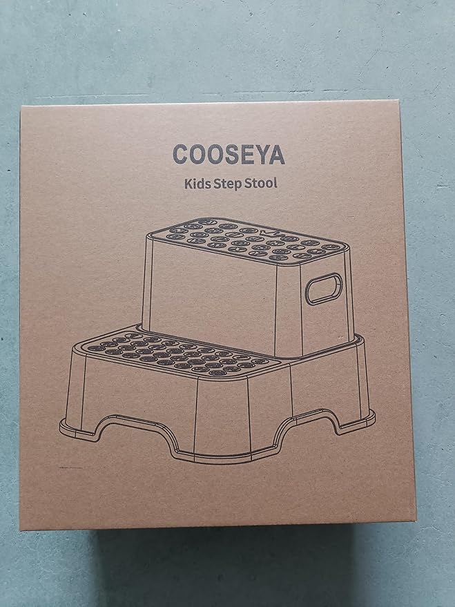 2 Step Stools for Kids,Toddler Step Stool for Bathroom Sink,No-Slip Double up Step Stool for Toddlers Bathroom, Multifunctional Toilet Step Stool for Kids,Toilet Potty Training(2 Packs)