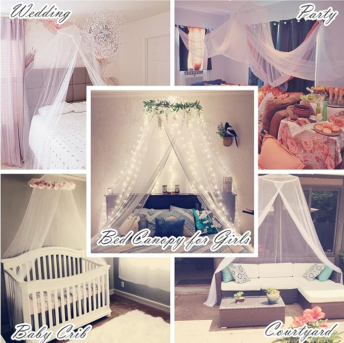 Eimilaly Bed Canopy Mosquito Net, Bed Canopy for Girls Room Decor - Insect Protection Hanging Canopy for Adults, Babies, Outdoor Camping, Black/Single Door