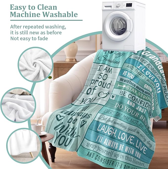 Granddaughter Gifts from Grandma, Granddaughter Gifts, Granddaughter Blanket Throws, Graduation Gifts for Granddaughter Birthday Christmas Valentine 60" X 50"