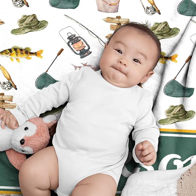 Custom Fishing Blankets and Throws,Fishing Gifts, Gifts for Fisherman,Custom Fish Blankets Fishing Gift for Man, Fish Hunter Gifts Throw Blanket, Fathers Day Fishing Gifts for Men,Baby Size-30"x40"