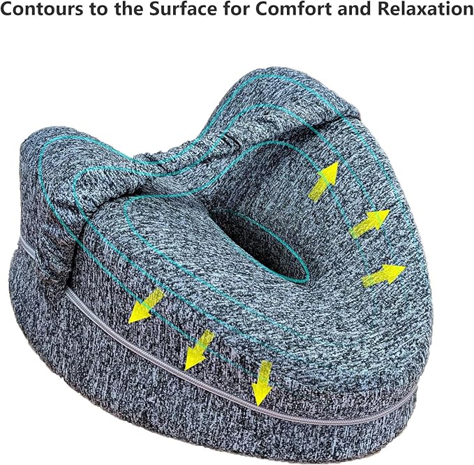 Leg & Knee Memory Foam Support Pillow for Side Sleepers,Soothing Relief for Sciatica Relieves Hip Back Pain,Removable and Washable (Grey)