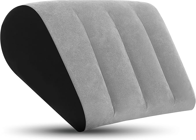 Inflatable Wedge Pillow - Leg Pillow for Sleeping, Leg Elevation Pillow, Lumbar Pillow Reduces Waist and Back Pressure, Portable Wedge Cushion for Sleeping, Bed, Travel, Camping, Grey