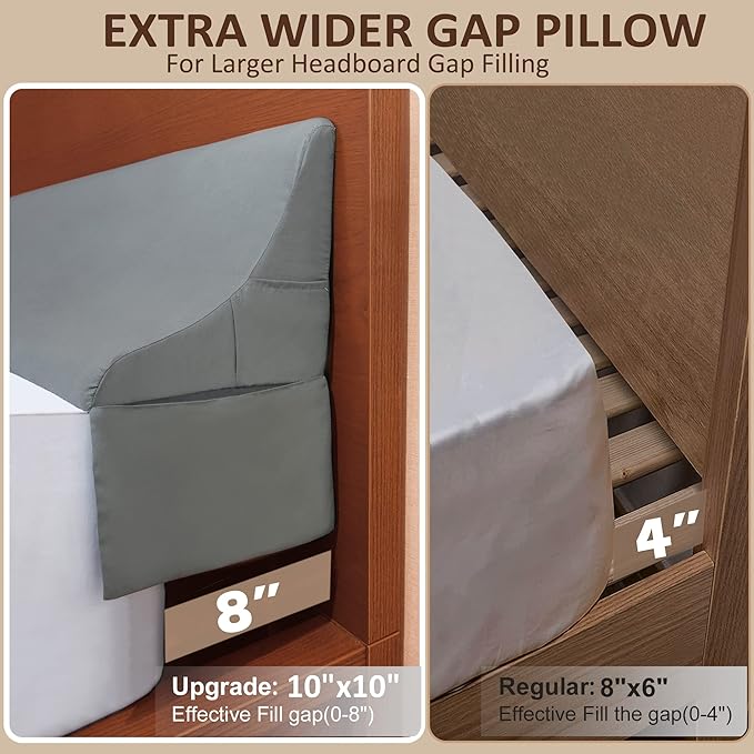 Vekkia Queen Size Bed Wedge Pillow for Headboard Gap/Extra Wider10 Bed Wedge Gap Filler,Mattress Wedge Fill Wider Gap (0-8") Between Headboard and Mattress(Grey 60"x10"x10")