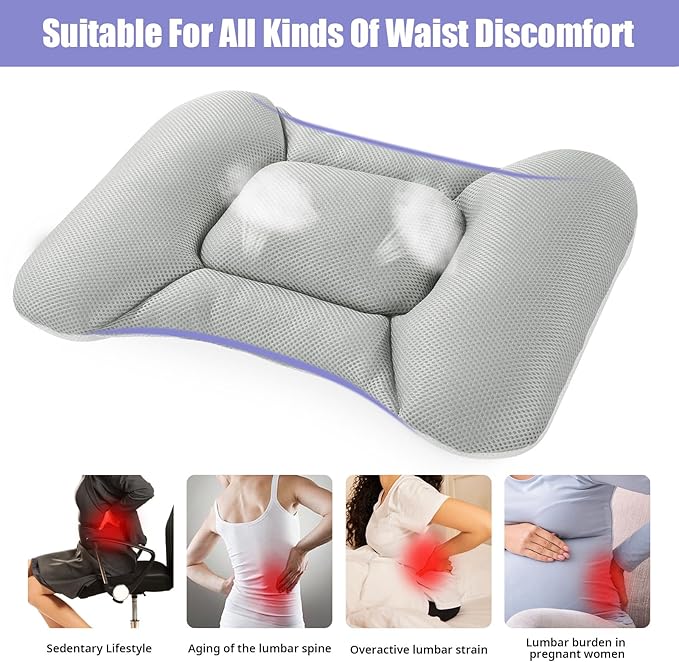 BALAPET Breathable Lumbar Support Pillow for Bed, Adjustable Shredded Memory Foam Lumbar Pillow for Sleeping, Relieve Back & Lumbar Pressure Perfect for Office Chairs Car Seats Beds