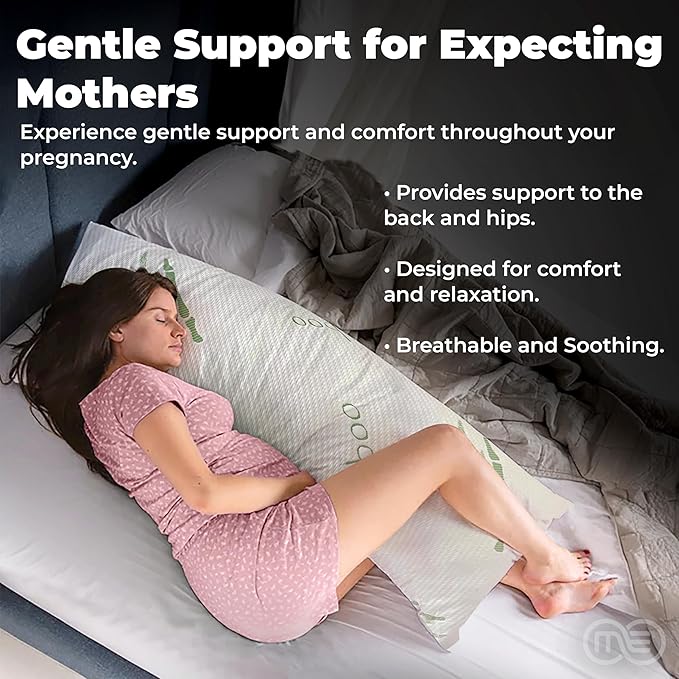 OMEO Full Rayon Bamboo Fiber Pillow Memory Foam Body Pillow for Side Sleeper, Huggable Long Body Pillow for Adults with Washable Body Pillow Pillowcase with Zipper, 20x54 Inch