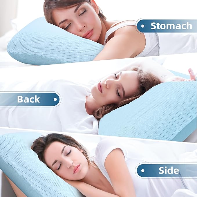 Gel Memory Foam Pillow Cooling Pillow with Removable and Machine Washable Cover Bed Pillow for Side, Back, and Stomach Sleepers, Standard Size 1 Pack Blue