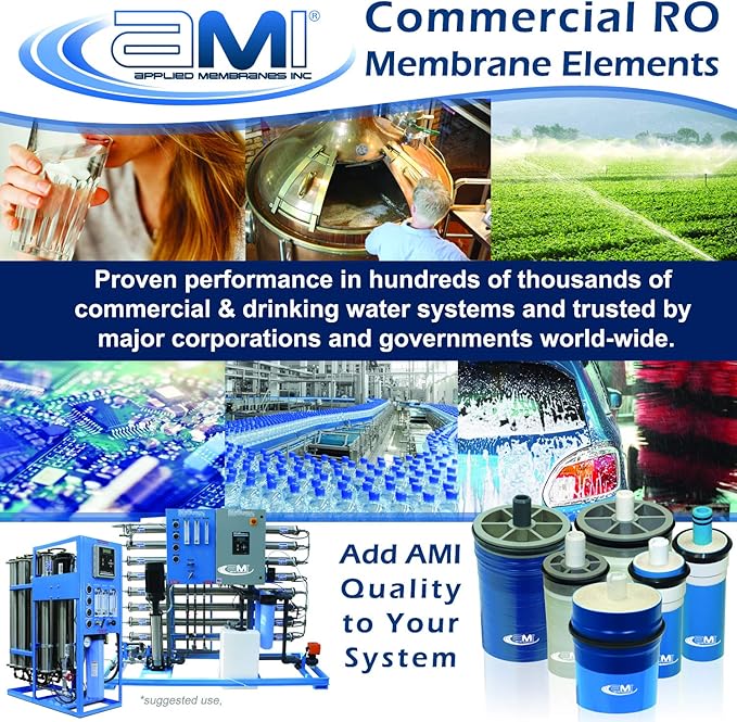 2.5" x 21" Reverse Osmosis Membrane Element for Tap Water | High Rejection 325 GPD at 225 psi | 99.5% Rejection | Replacement Commercial RO Membrane | Applied Membranes USA M-T2521A