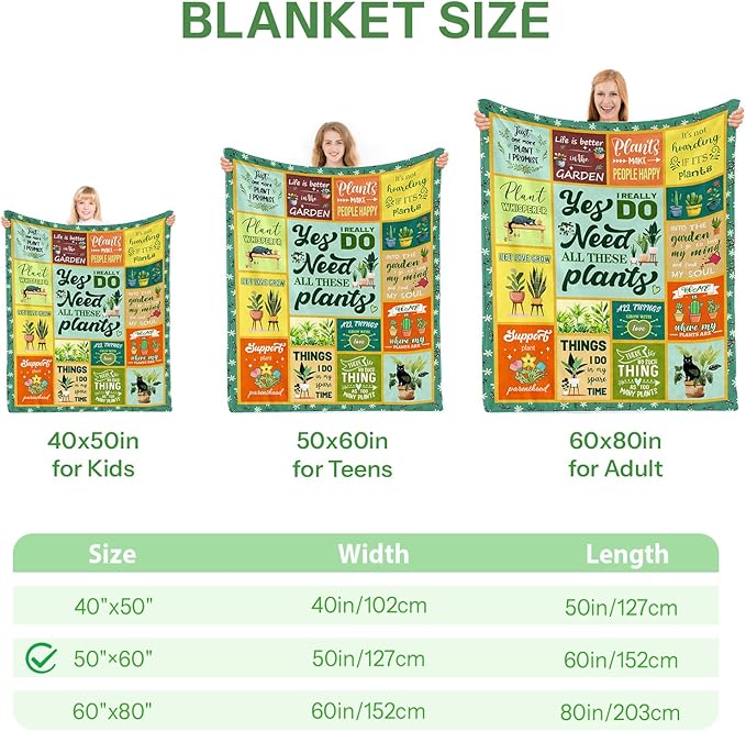 Plant Lover Gifts for Women, Gardening Gifts for Women, Plant Gifts Blanket, Gifts for Gardeners Woman, Blanket for Plant Lover Mom Aunt Grandma Daughter Mothers Day Christmas 50x60 Inch