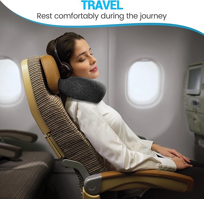 SFXULIX Travel Pillow,Travel Neck Pillow, Memory Foam Neck Pillow Airplane, 360°Travel Pillows for Airplanes, Airplane Pillow, Soft Airplane Neck Pillow Stowable U-Shaped Pillow (Dark Gray)