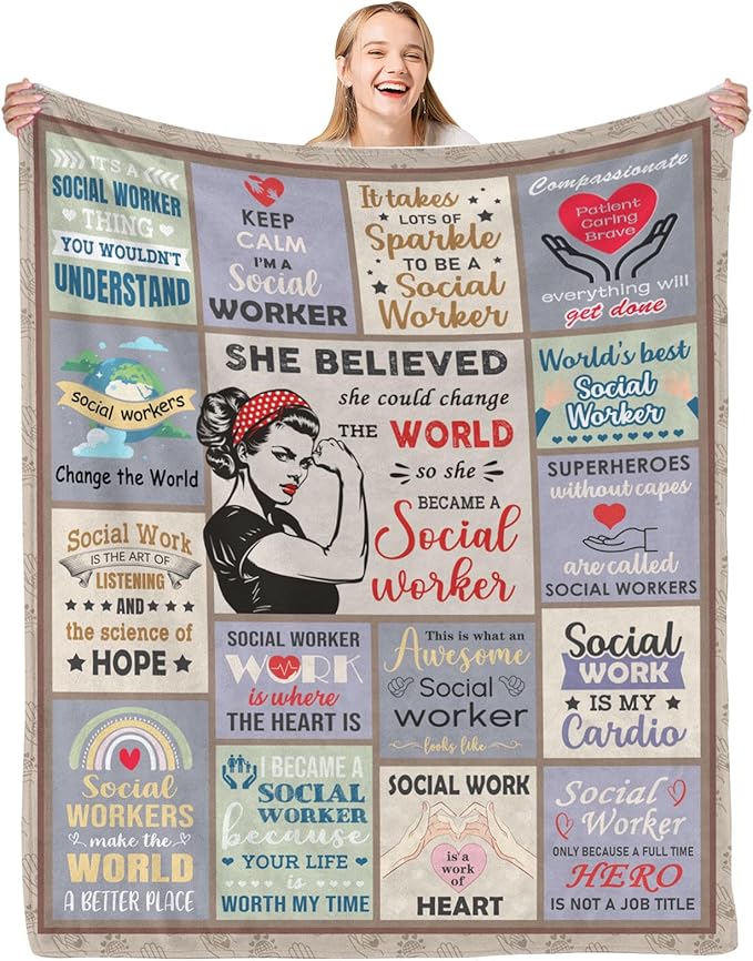 Social Worker Office Decor, Social Work Gifts, Social Worker Gifts for Women, Social Worker Gifts, School Social Workers Graduation Gift, Social Worker Blanket 60x80 in