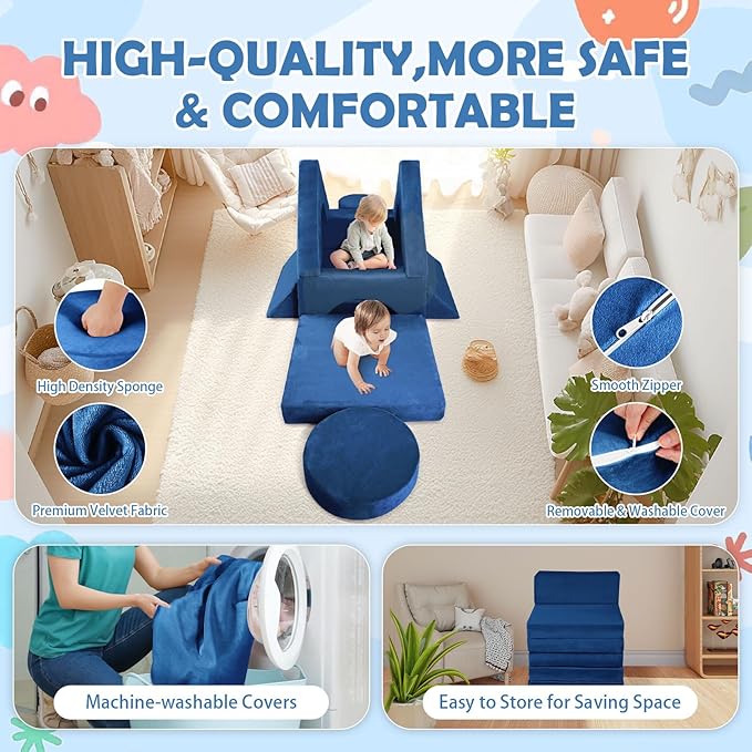 2024 New Modular Kids Play Couch, 12pcs Toddler Sofa Couch Building Fort, Versatile 300+DIY Creativing Playroom Bedroom Furniture for Toddlers. Convertible Kids Sofa and Cushion for Boys and Girls