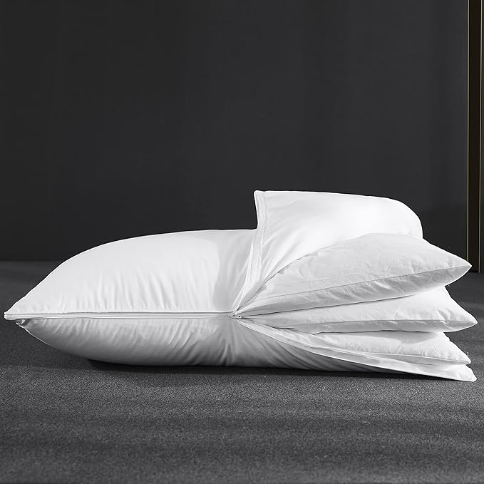 Three Geese Adjustable Layer Goose Feather Pillow,Assemblable Bed Pillow,100% Soft Cotton Cover,Good for Side and Back Stomach Sleeper,King Size,Packaging Include 1 Pillow.