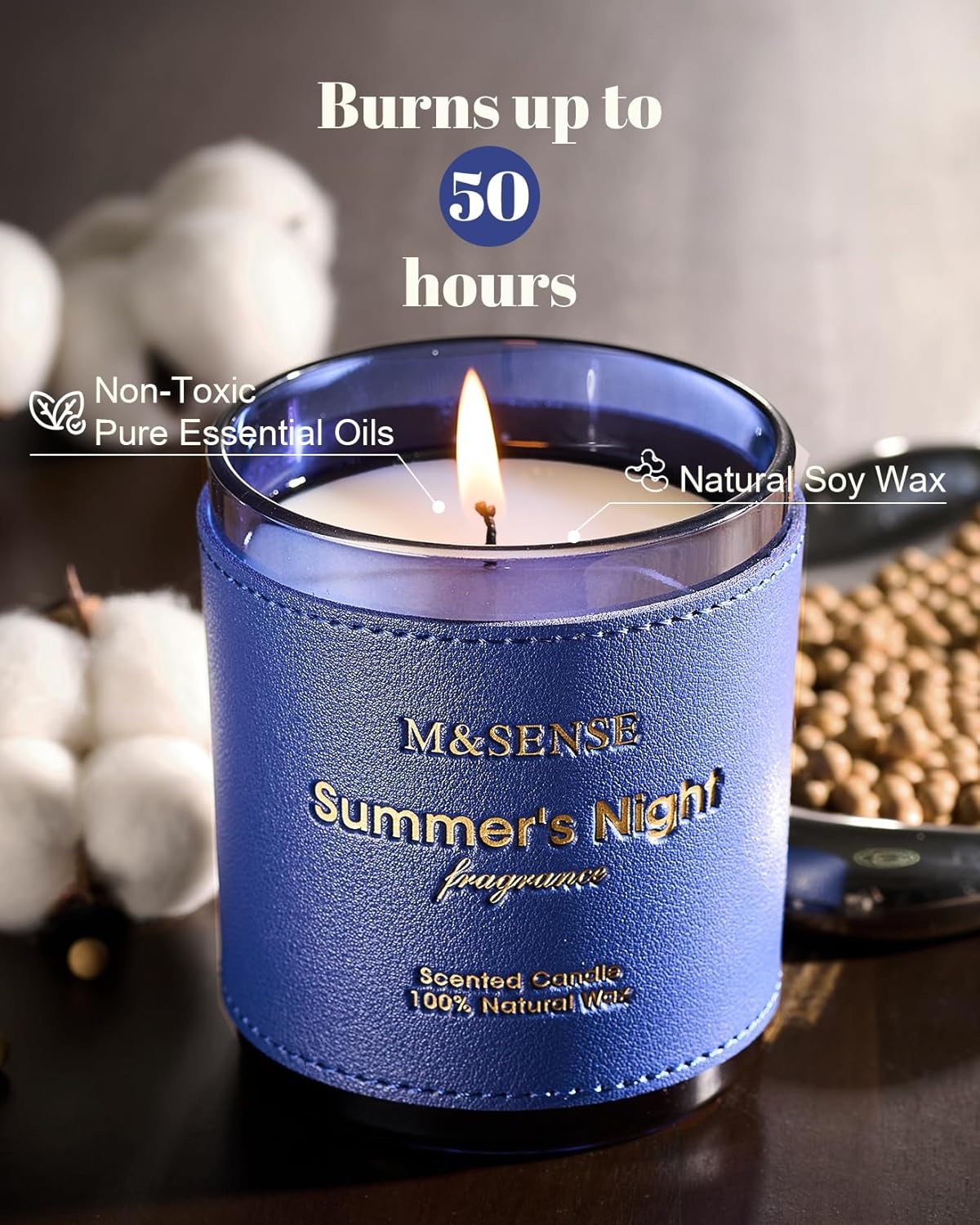 M&SENSE Bergamot Lavender Scented Candles,Vegan Soy Wax,No Toxin,10oz 42-Hour Slow Burning Time, Pepper Scented Candle, High Intensity,Air Purifying Aromatherapy Relaxing Office Home Fragrance