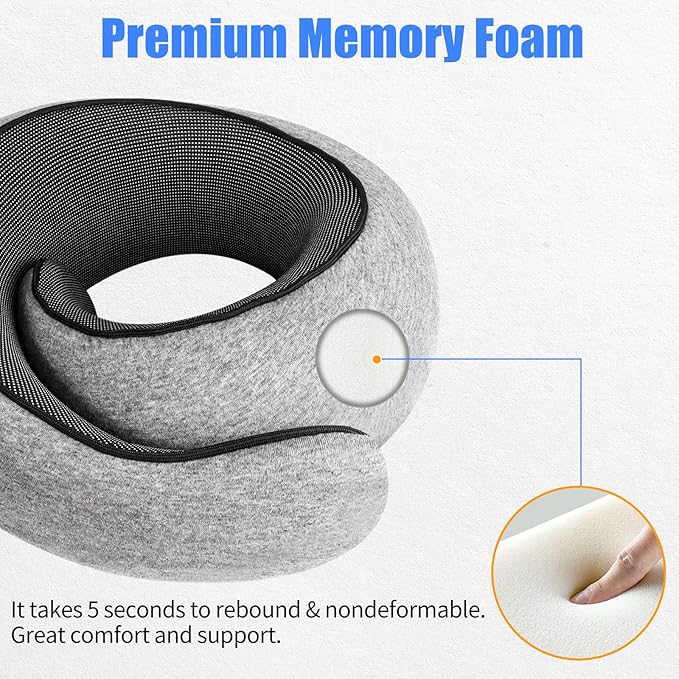 Travel Pillow Neck Pillow 2024, Memory Foam Neck Pillow Airplane, 360° Travel Neck Pillow Soft Neck Pillow for Traveling, Portable Travel Pillows for Airplanes Offices and Cars