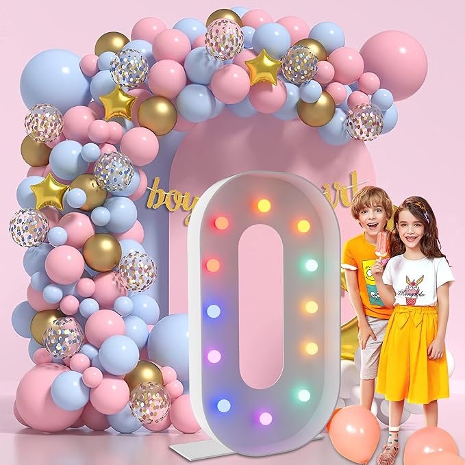 4FT Marquee Light Up Numbers Marquee Numbers 0, Choose Your Color, NO Glue Gun Needed, Anniversary Birthday Decorations for Her & Him