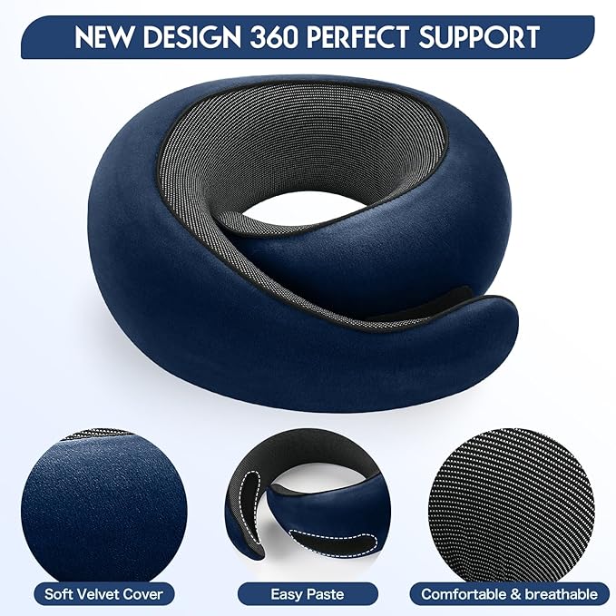 2024 New Memory Foam Travel Neck Pillow for Airplanes，Ultimate Comfort and Support, Ideal for Airplane and Car Travel ，Compact, Convenient, and Versatile Airplane Sleeping Pillow.