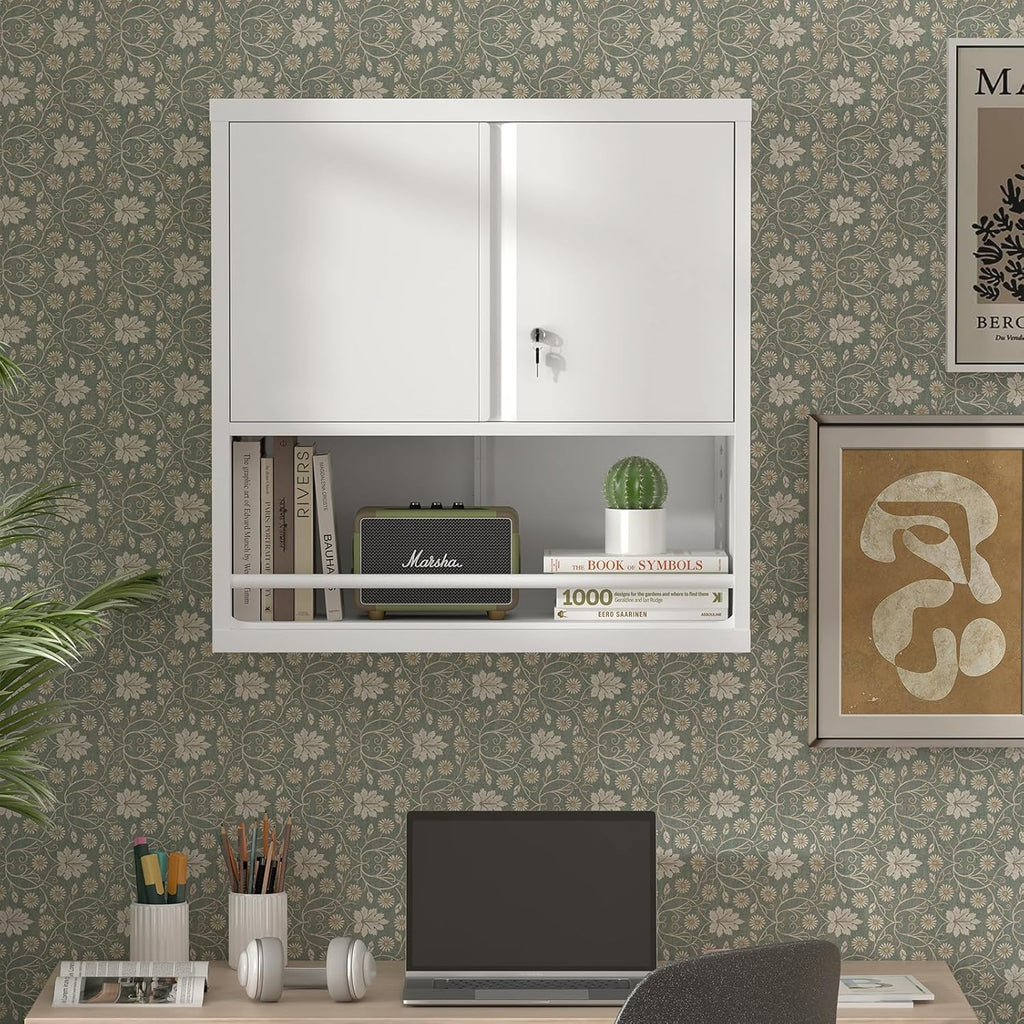 Wall Cabinets,Garage Metal Storage Cabinet with Shelf,Wall Storage Cabinet with Locking Door,Steel Cabinets for Kitchen,Home Office,Basement