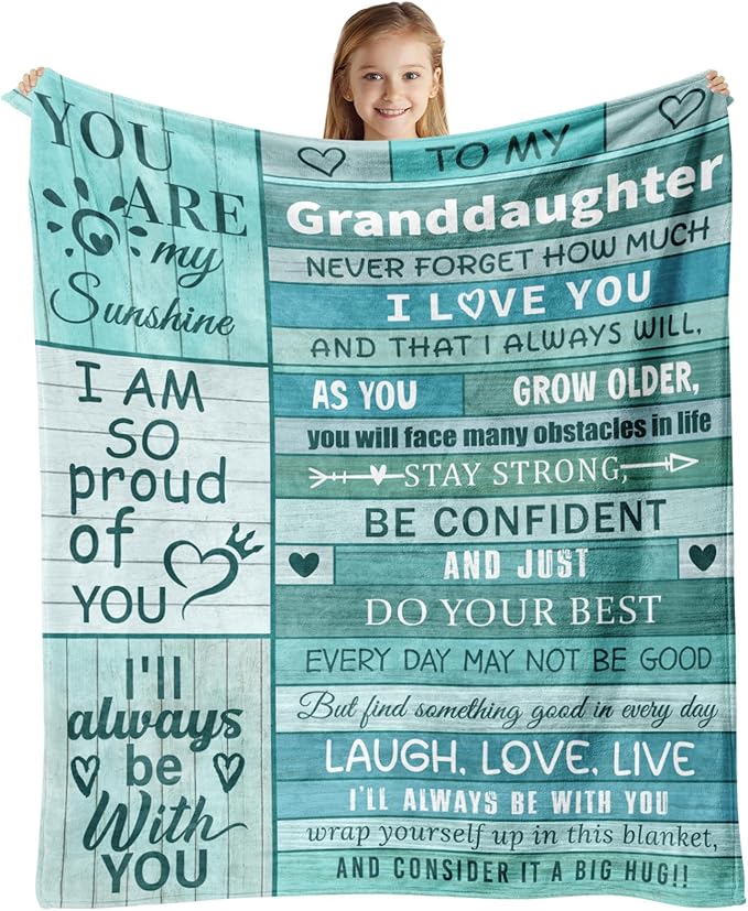 Granddaughter Gifts from Grandma, Granddaughter Gifts, Granddaughter Blanket Throws, Graduation Gifts for Granddaughter Birthday Christmas Valentine 60" X 50"