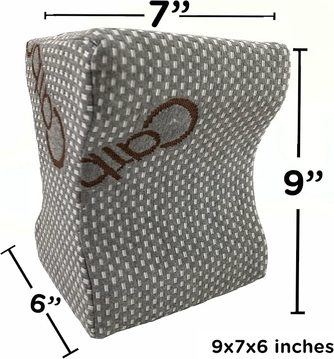 Sacred Thread Memory Foam Knee Pillow for Side Sleepers, for Knee, Hip, and Back Pain, Cooling Rayon Made from Bamboo Cover, Pillow for Between Legs (Grey Bone)