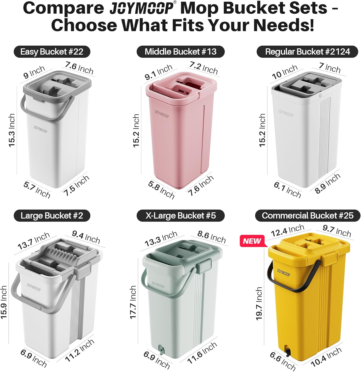 JOYMOOP White Flat Mop & Bucket with 1 Microfiber Pad, 12 Disposable Toilet Brushes, Stainless Steel Toilet Brush and Holder Set, Multi-Functional Cleaner for Floors, Windows, and Toilets