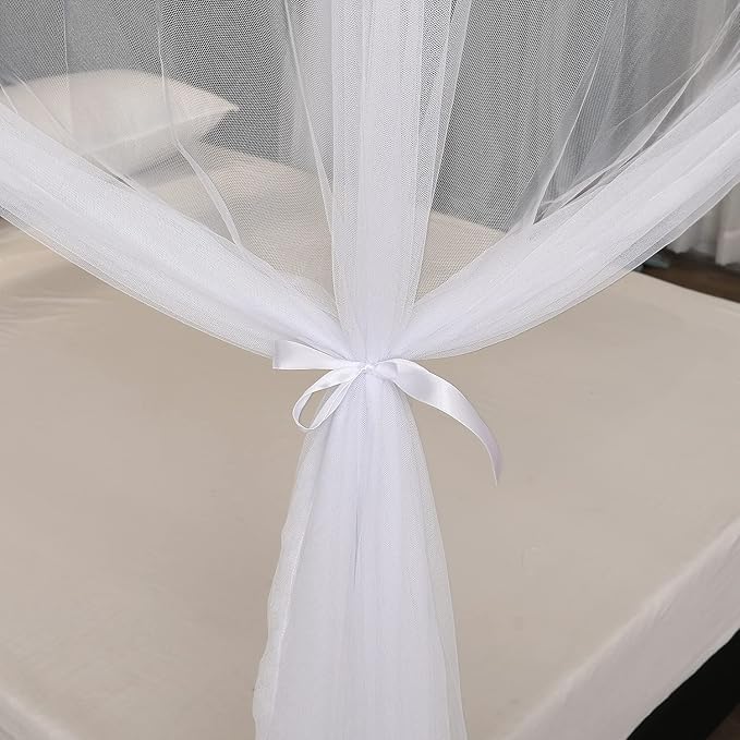 Mengersi Bed Canopy for Full Queen King Size Bed,Canopy Bed Curtains Elegant Mosquito Net,Mosquito Netting for Camping Patio Indoor Outdoor Bug Net,White