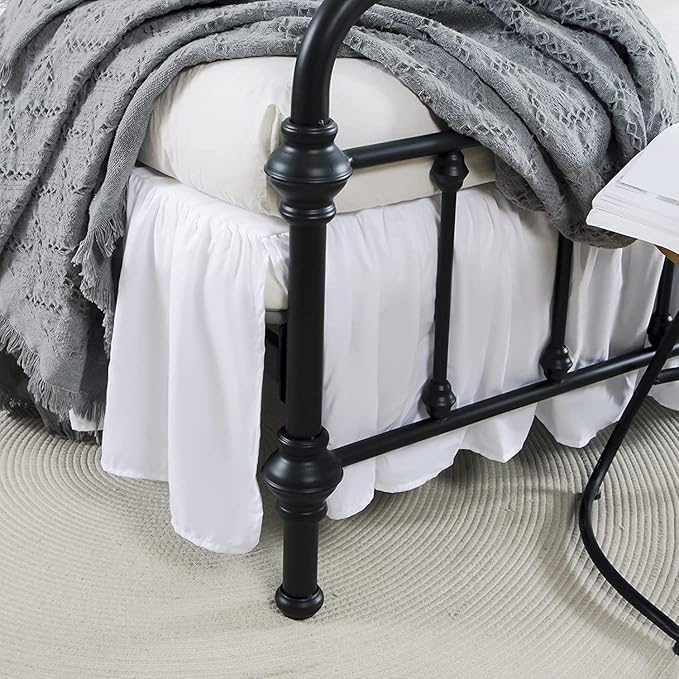 Bed Skirt Ruffled Bed Skirt with Split Corners, 18 Inch Drop Dust Ruffle Bed Skirt with Platform, White,Twin Size