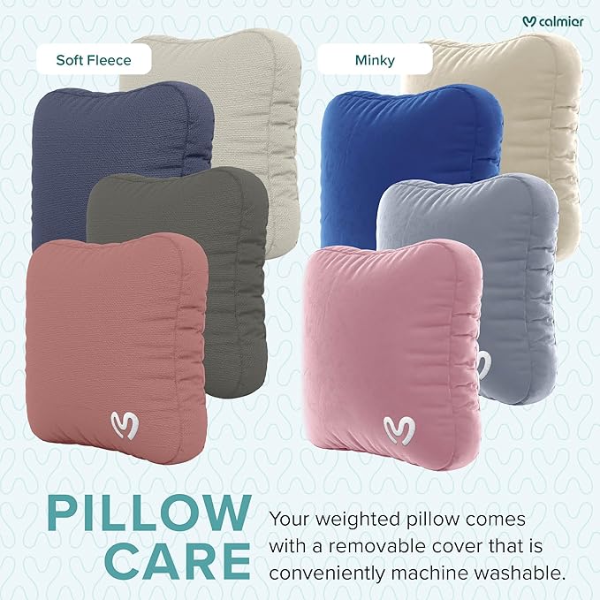 Calmier - 9 lb Sensory Weighted Pillow - Glass Bead Filled Hug Pillow - Ultra Plush Cozy Weighted Pillows for Adults and Kids - Child Sensory Pillow - Weighted Lap Pad (Light Grey - Minky, 9 LBS)