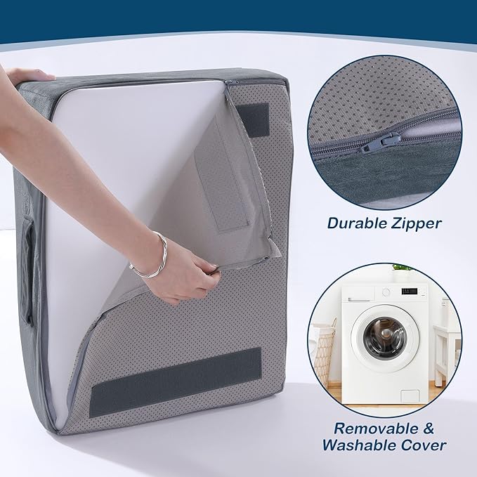 BALAPET Adjustable Leg Elevation Pillows, 10" Height Memory Foam Wedge Leg Rest Pillow for Circulation, Supportive Bolster Pillow for Pregnancy Relieves Pressure Hip Leg Elevation, Dark Grey