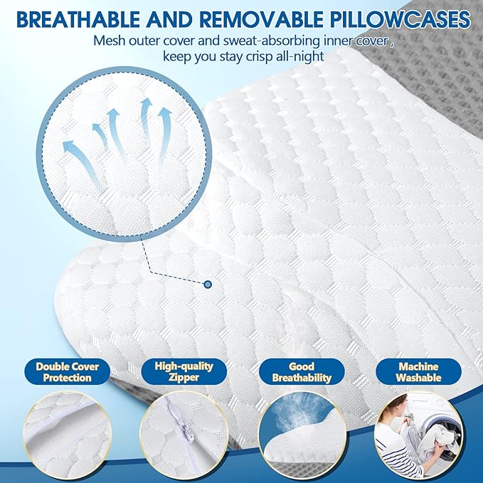 Pain Relief Cervical Pillow for Neck and Shoulder Support,Hollow Design Cervical Memory Foam Pillows, Orthopedic Ergonomic Neck Pillow,Contour Bed Pillow for Side,Back,Stomach Sleeper…