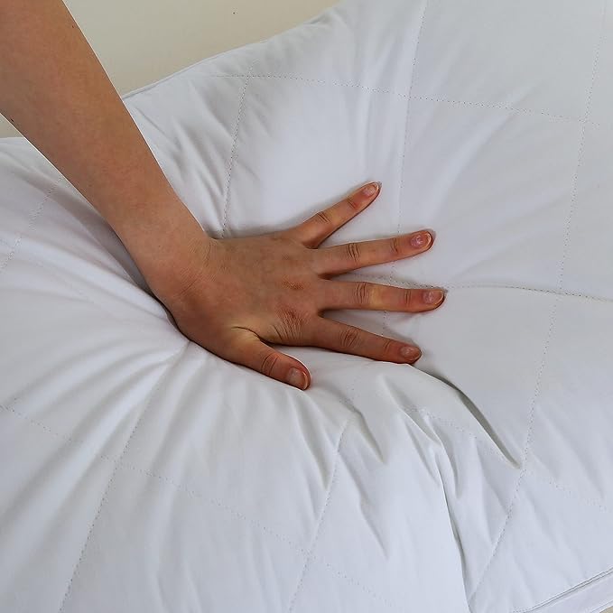 Three Geese Pack of 2 White Goose Feather Bed Pillows Queen/Standard Size- Soft 600 Thread Count 100% Cotton, Medium Firm,Soft Support Surround Fill Polyester,White Solid